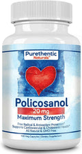 Policosanol 20mg - Suplemento Cardiovascular - Purethentic Naturals (100 Cápsulas)