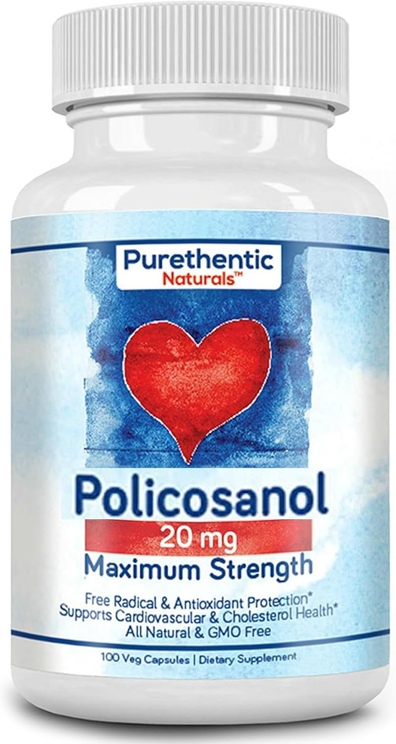 Policosanol 20mg - Suplemento Cardiovascular - Purethentic Naturals (100 Cápsulas)