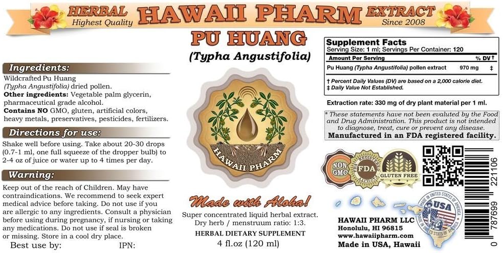 Tintura de Pu Huang (Polen de Espadaña) - Extracto Líquido Herbal 2x946 ml