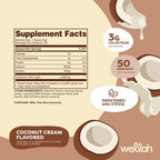 Wellah Colostrum Sabor Crema de Coco (50 Dosis) - Endulzado con Stevia, 3g de Colostro por Dosis, Complemento Alimenticio