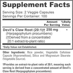 NusaPure Garra del Diablo, 250 mg, 200 Cápsulas Veganas (No-GMO, Vegano)