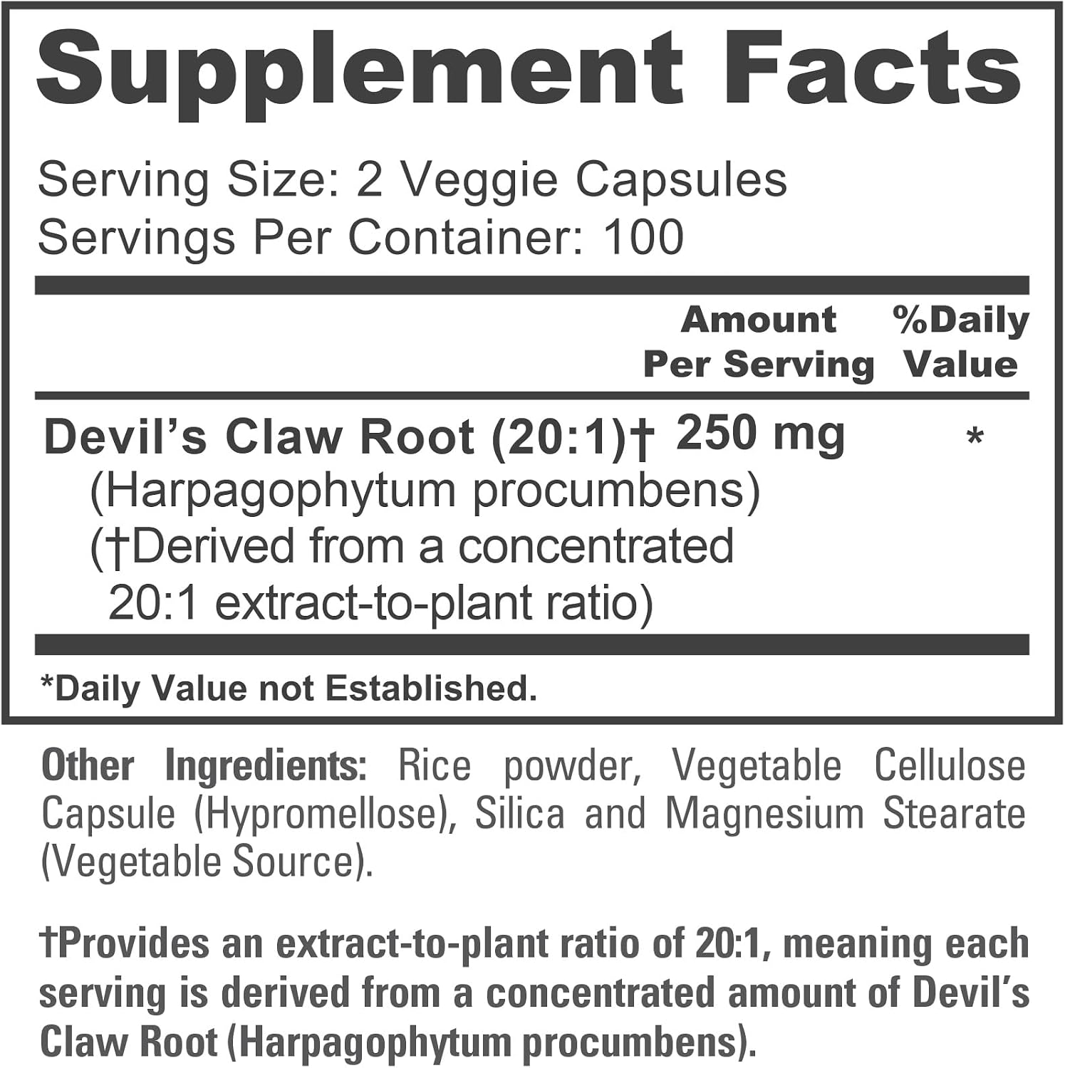 NusaPure Garra del Diablo, 250 mg, 200 Cápsulas Veganas (No-GMO, Vegano)