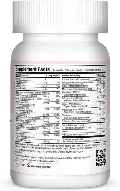 Maxi Health Vitaminas Prenatales Masticables – Magnesio: contribuye al funcionamiento normal del sistema nervioso – Image 3