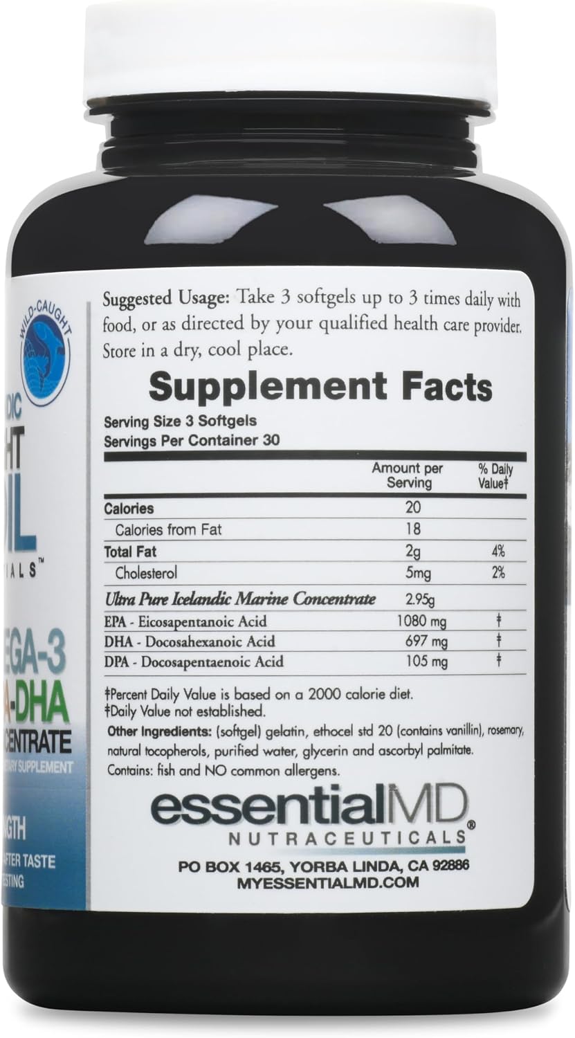 Essential MD Triple Strength Omega-3 2900mg – Aceite de Pescado Islandés – 90 Cápsulas Blandas