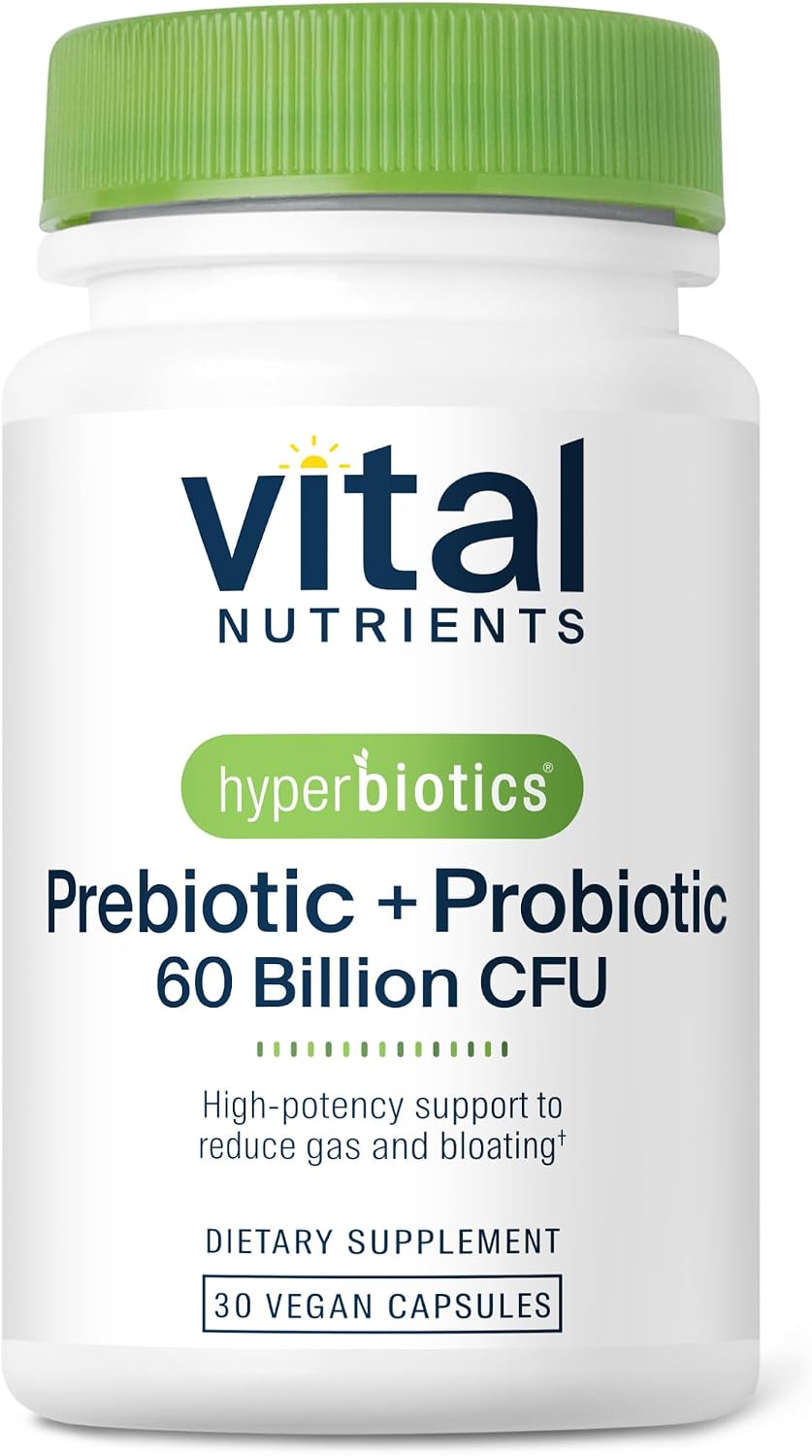 Hyperbiotics Vital Nutrients Prebiótico y Probiótico para Mujeres y Hombres | 60B UFC | 30 Cápsulas Veganas