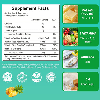PYUNAFIT Vitamina E 400 UI Gomitas para – Vitamina A : ayuda al mantenimiento de la piel en condiciones normales. – Image 2