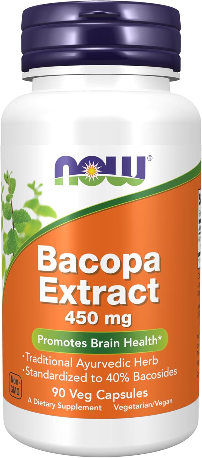 NOW Foods Bacopa Extract 450 mg, 90 Cápsulas Veganas