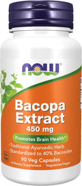 NOW Foods Bacopa Extract 450 mg, 90 Cápsulas Veganas