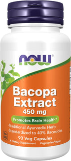 NOW Foods Bacopa Extract 450 mg, 90 Cápsulas Veganas
