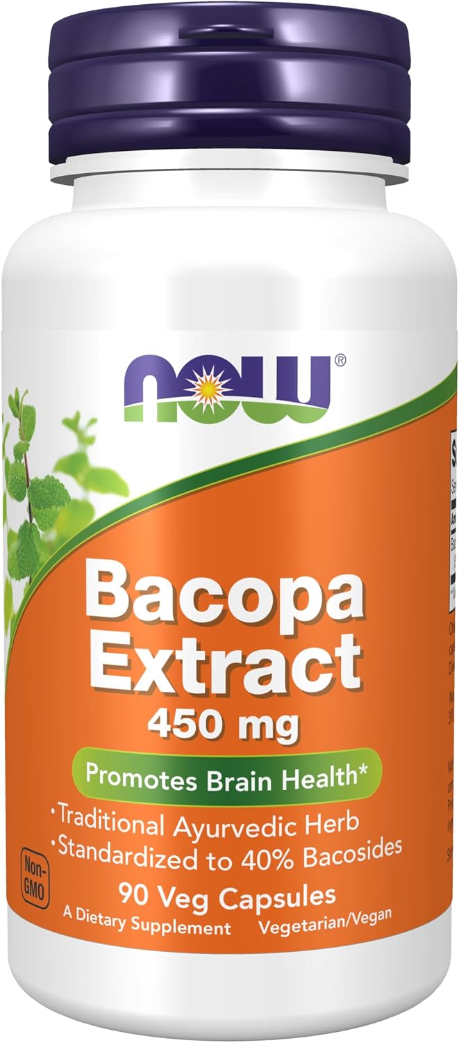 NOW Foods Bacopa Extract 450 mg, 90 Cápsulas Veganas