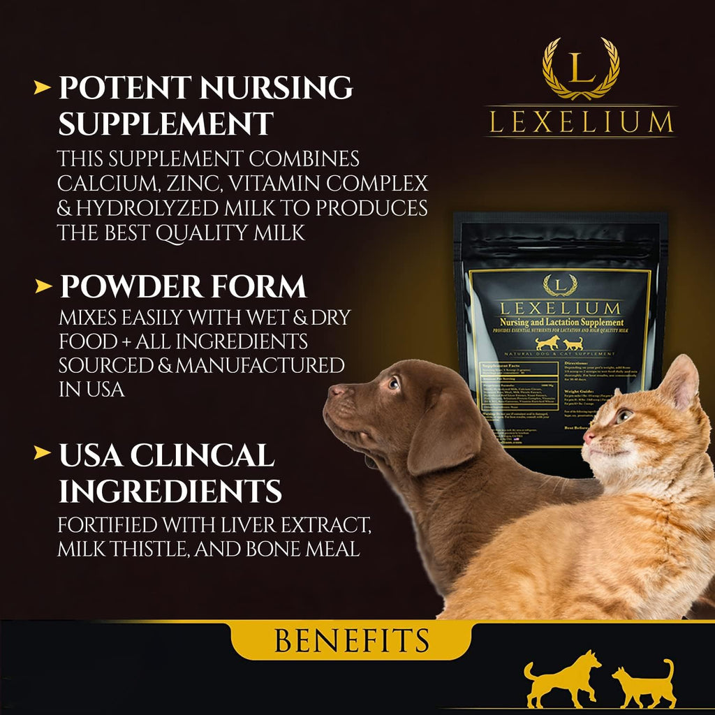 Lexelium Suplemento de Lactancia y Vitaminas para Perros y Gatos - 200g