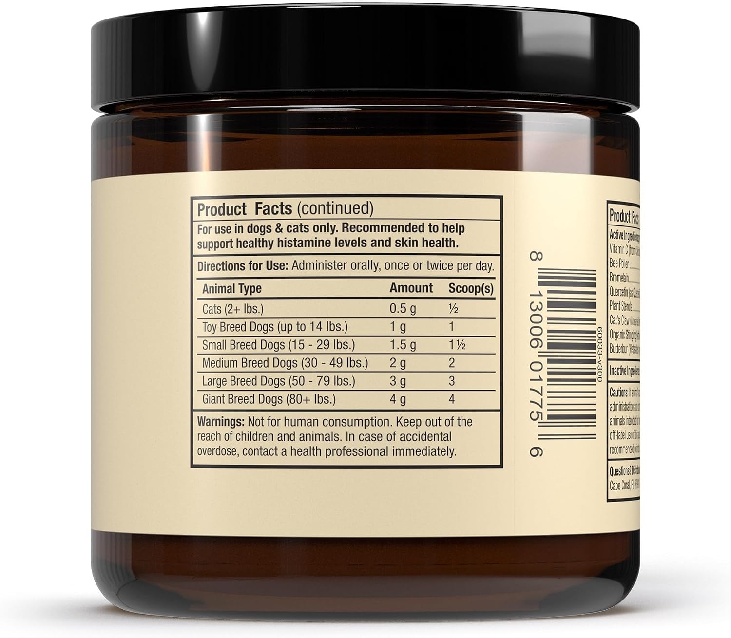 Dr. Mercola Bark & Whiskers Apoyo Estacional - Suplemento Inmune para Perros y Gatos