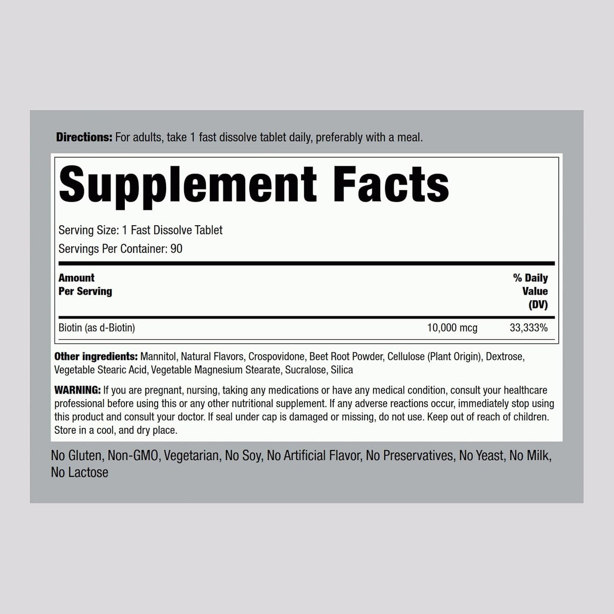 Piping Rock Biotina 10000 mcg Comprimidos – Comprimidos sublinguales de rápida disolución – Image 2
