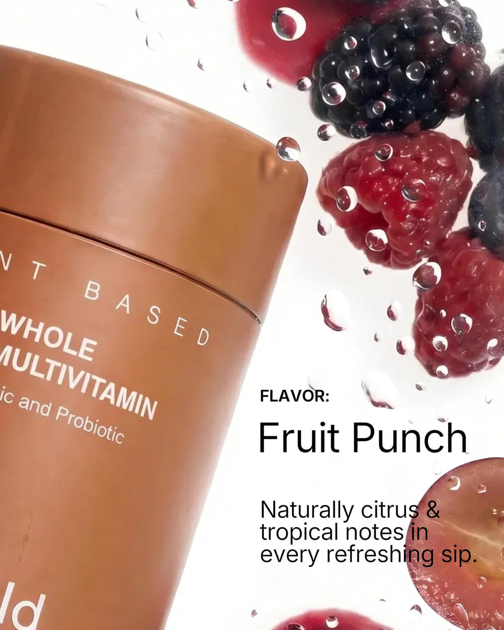 B.WILD Mezcla Multivitamínica Superfood Vegana – Sabor Fruit Punch – 30 Raciones