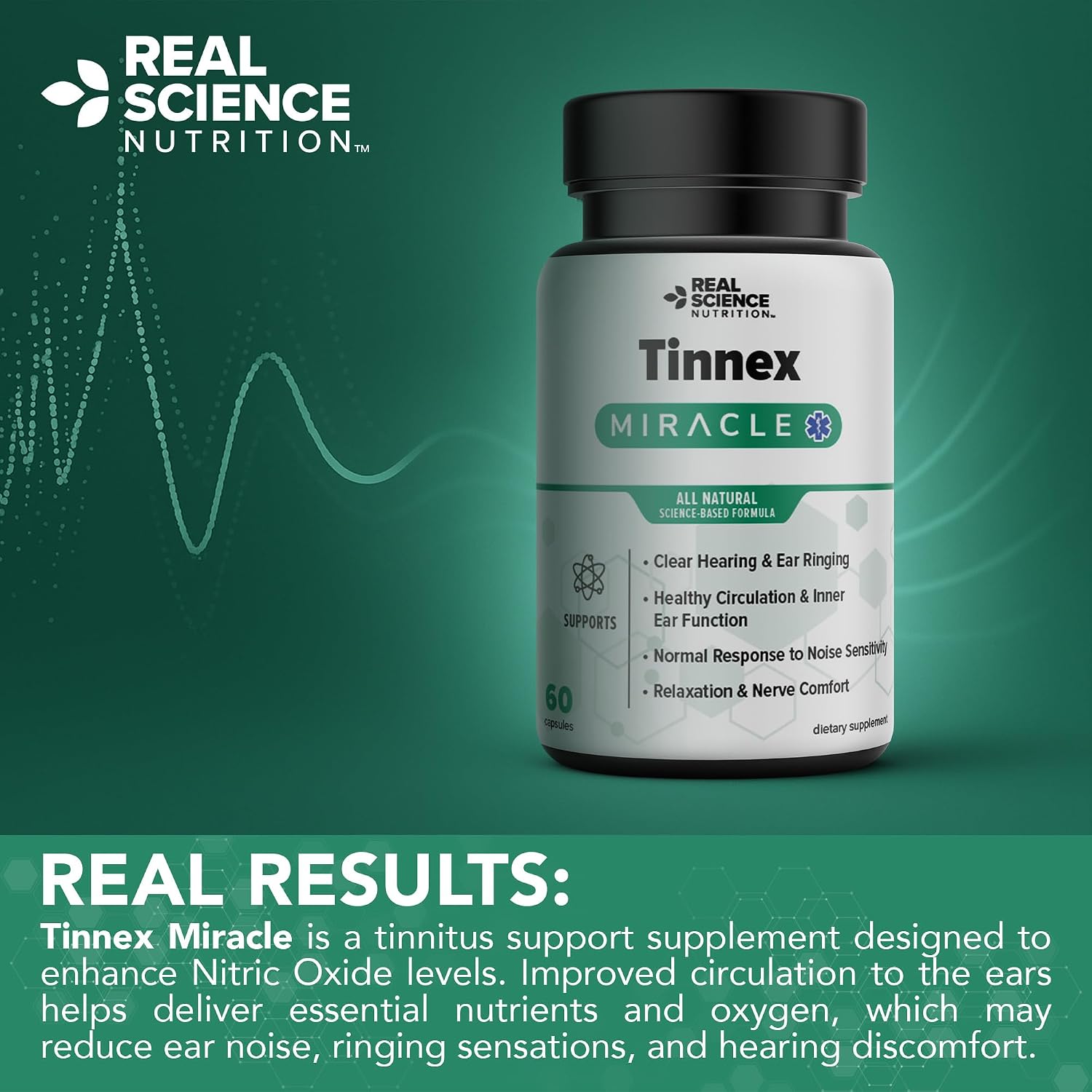 Tinnex Miracle - Complemento Alimenticio para el Apoyo Auditivo con Vitaminas B, C, K y Óxido Nítrico