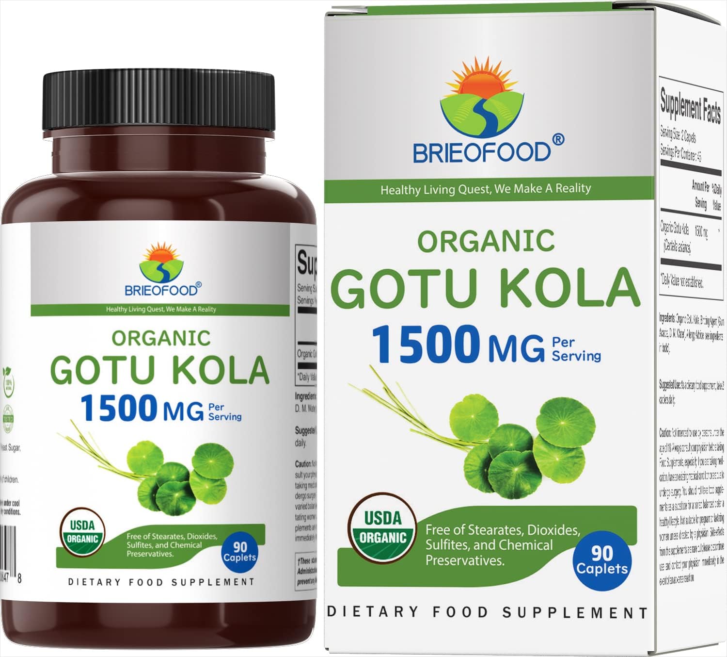 Gotu Kola Orgánico 1500mg, 90 Comprimidos Vegetarianos