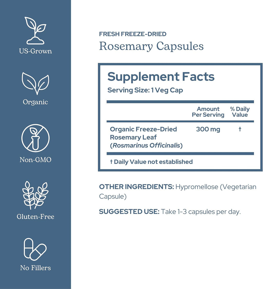 Eclectic Herb - Cápsulas de Romero | 90 Cápsulas | 300 mg | Apoyo Cognitivo