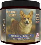 Prestige Breed Multivitaminas para Corgi, Nutrición Equilibrada, 90 unidades, Hecho en EE. UU. con auténtico bacon