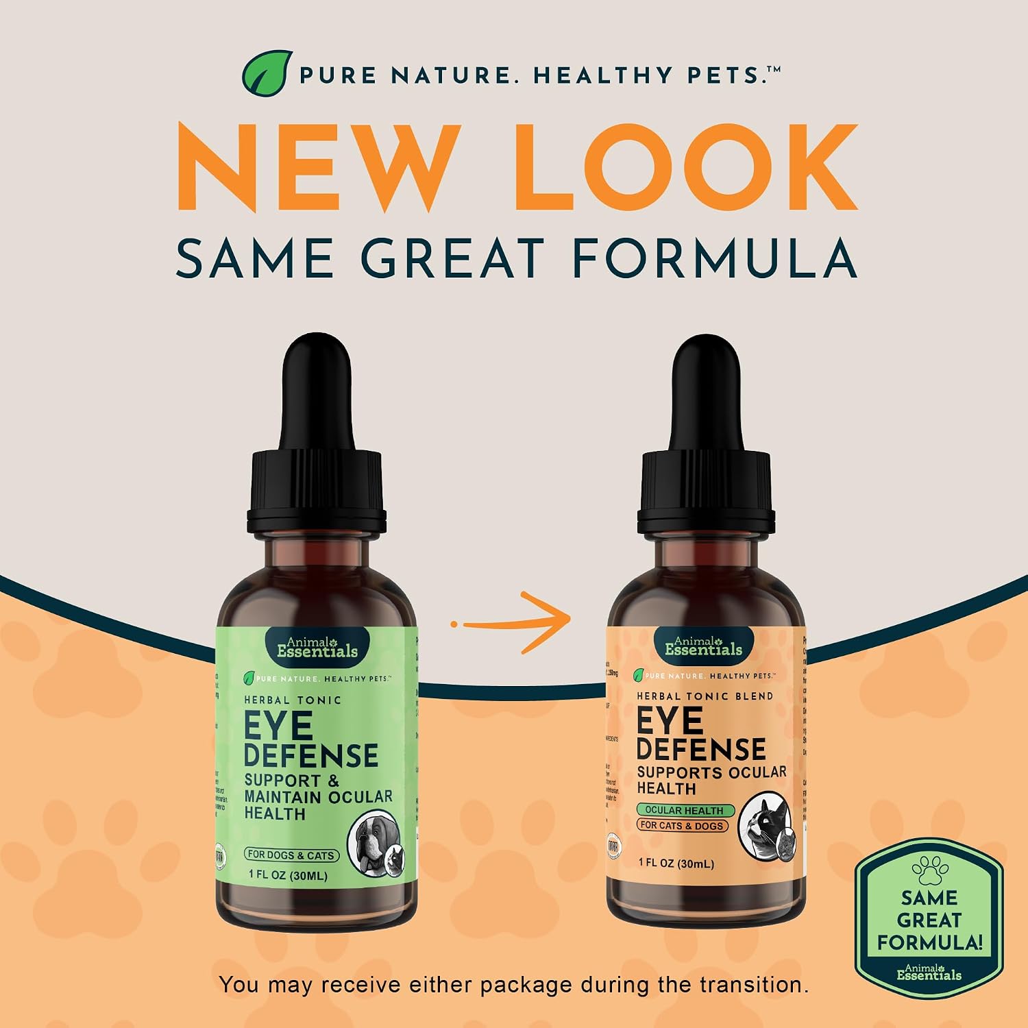Eye Defense Support para Perros y Gatos, 59 ml - Fabricado en EE. UU. Mezcla Herbal Orgánica de Arándano y Caléndula, Sin Alcohol