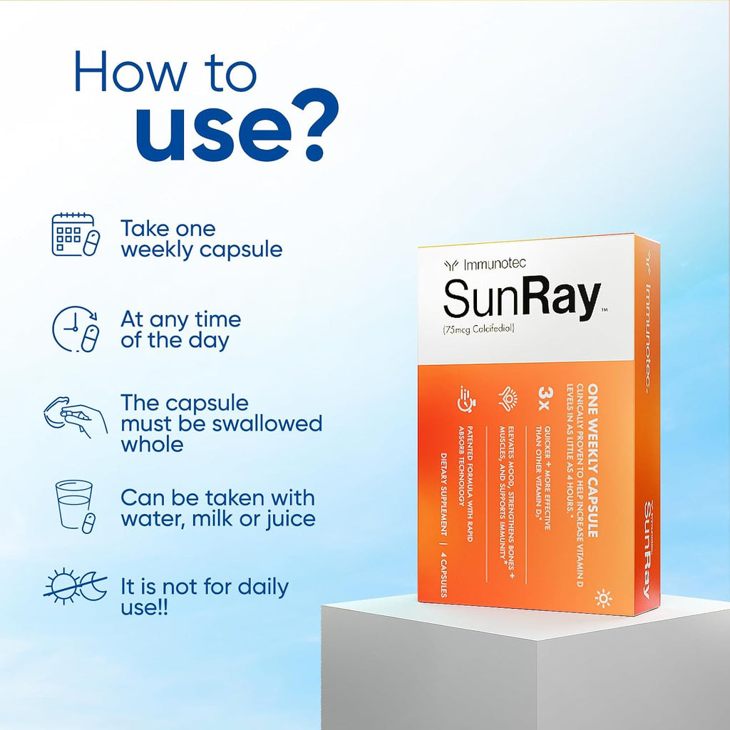 Sunray® Calcifediol – Suplemento de Vitamina D Activa de Alta Biodisponibilidad | 4 Cápsulas Semanales