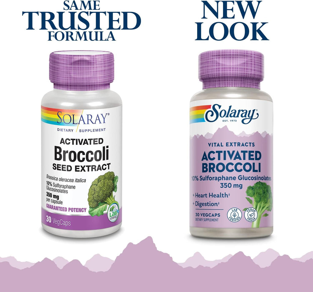SOLARAY Extracto de Semilla de Brócoli Activado 350 mg, 10% Sulforafano Glucosinolatos, 30 Cápsulas