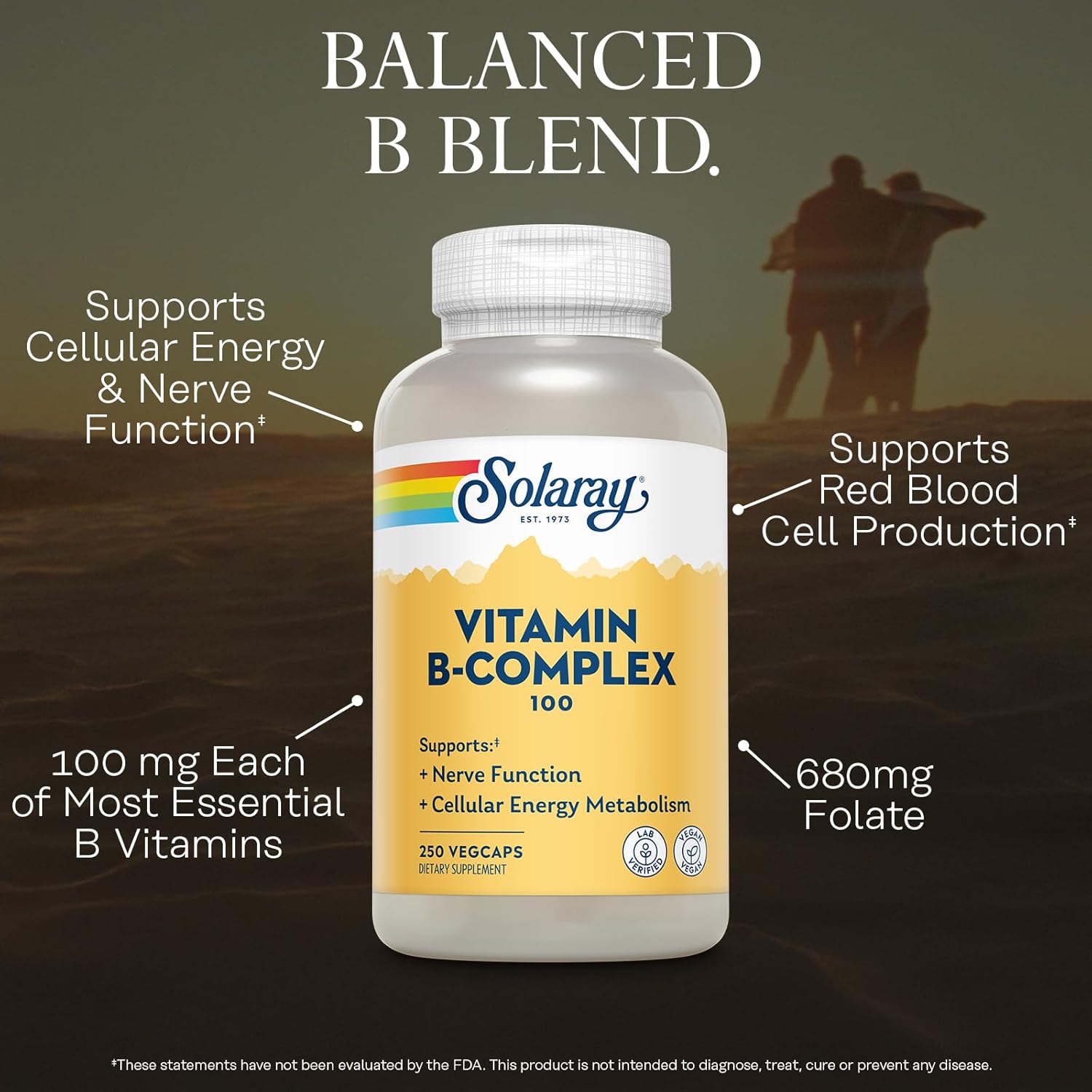 Solaray Complejo B-100 250 Cápsulas Veganas