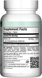 Maxi Health Vitamina D3 2000 UI Comprimidos – Apoyo Inmunitario, Salud Ósea y Función Muscular – Suplemento de Vitamina D 2000 UI para Adultos – Kosher, Fáciles de Tragar, 90 Comprimidos