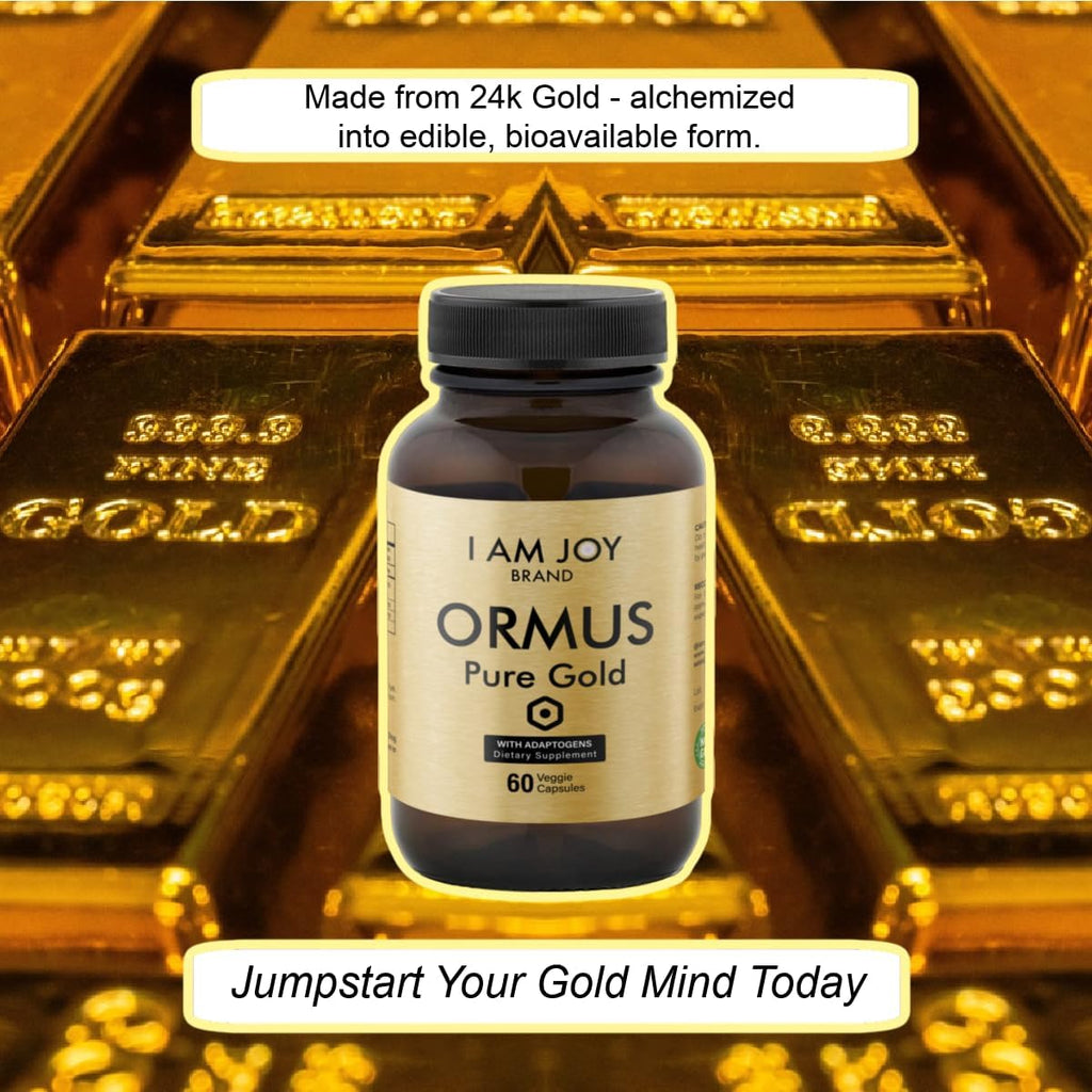 I Am Joy co. Ormus Gold Cápsulas - Elementos Monoatómicos con Adaptógenos, Maca y Ashwaganda - 60 Cápsulas Veganas