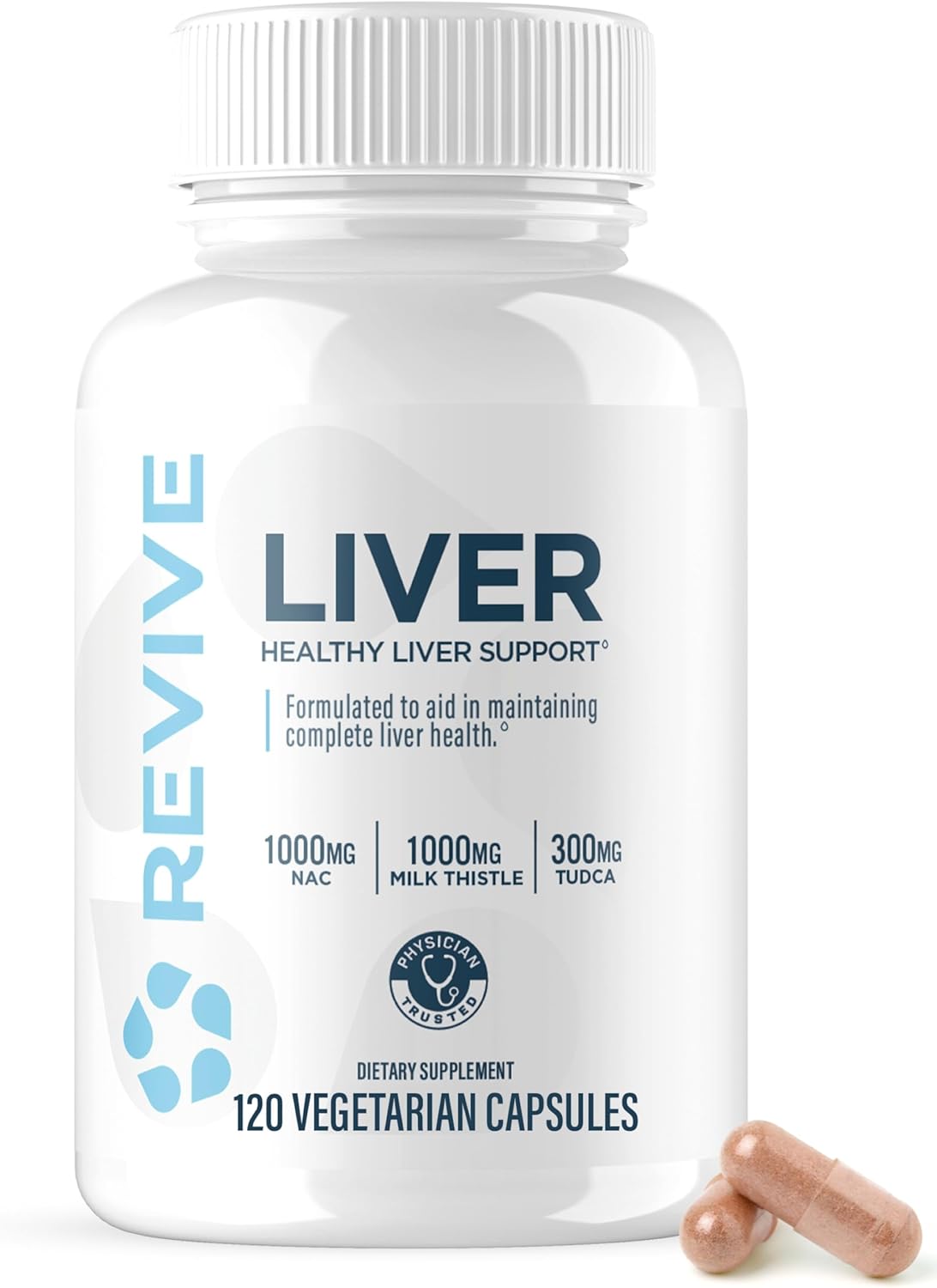 Revive MD Limpieza Hepática Natural - Complemento para el Hígado con Cardo Mariano, NAC y TUDCA - 120 Cápsulas