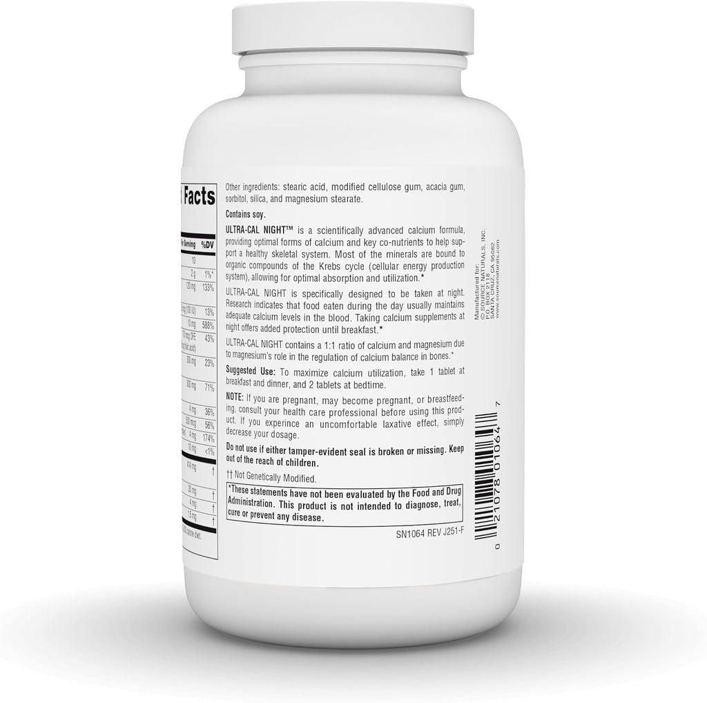 Source Naturals Ultra-Cal Night – Complejo de Calcio y Magnesio – 240 Comprimidos
