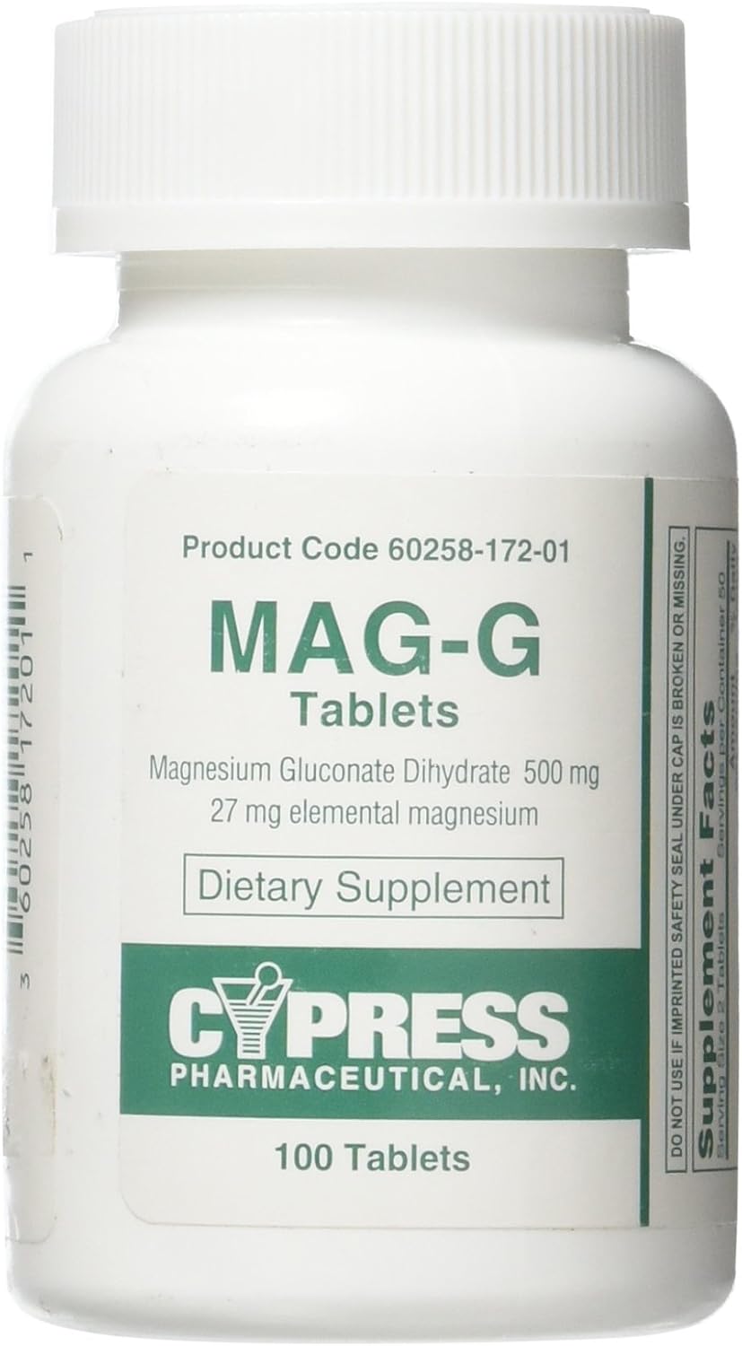 Mag-G Tablets, Gluconato de Magnesio, 100 Comprimidos