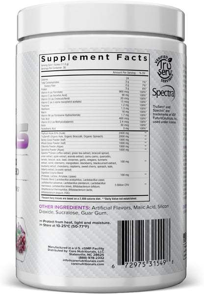 Core Nutritionals Greens | Mezcla Premium de Superfoods Rojos y Verdes con Probióticos y Enzimas Digestivas | 30 Servicios – Image 9