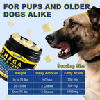 SHINEPAWS Omega 3 para Perros, Masticables de Aceite de Salmón con Omega 3 6 9 (EPA+DHA), Zinc, Biotina y Vitaminas E y C - 120 unidades, Sabor Pollo