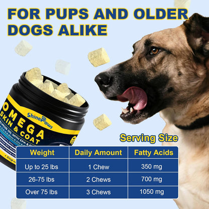 SHINEPAWS Omega 3 para Perros, Masticables – Perros grandes (más de 25 kg): 3 masticables al día. – Image 7
