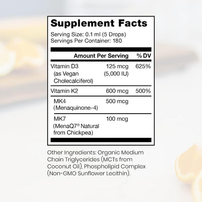Pure Therapro Rx Vitamina D3 + K2 Liposomal 5000 UI, 20 ml – Image 2