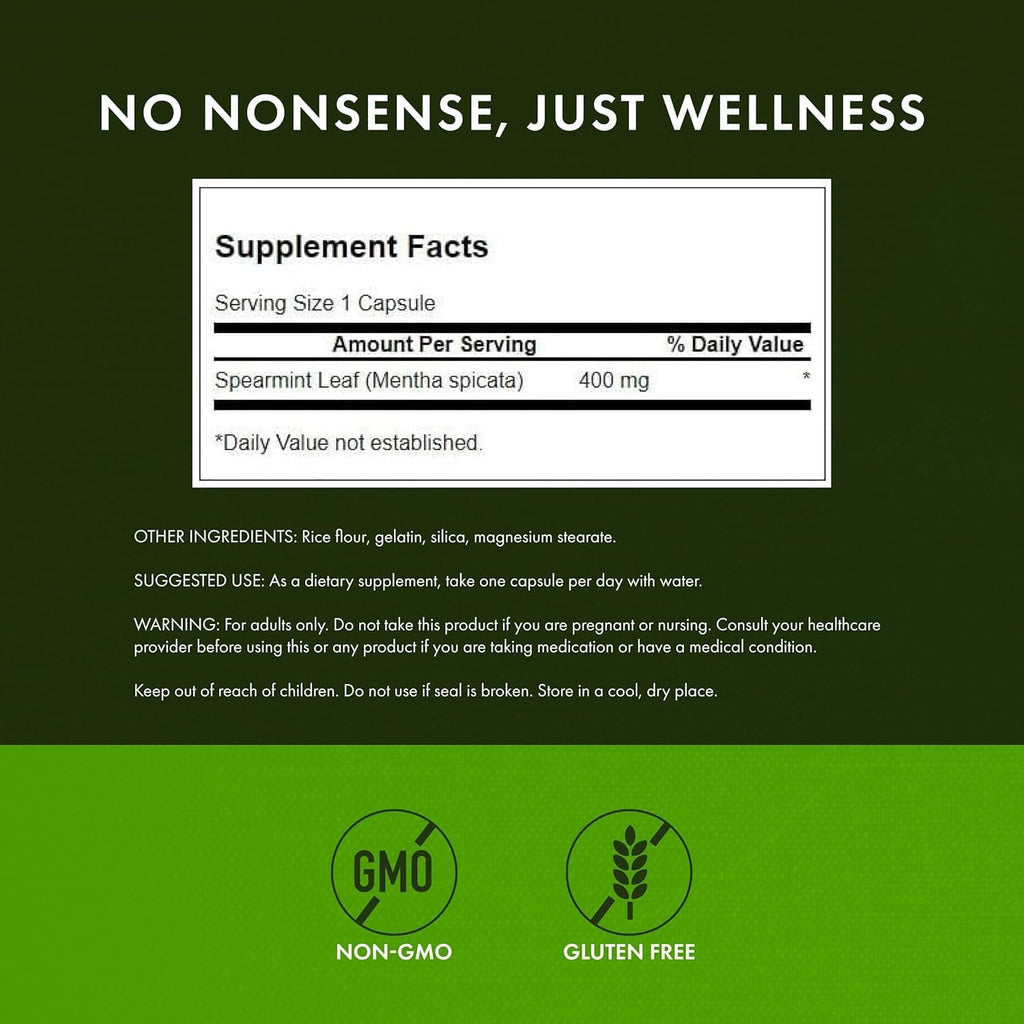 Swanson Spearmint Leaf Full Spectrum - Suplemento Digestivo - 400 mg Mentha Spicata (60 Cápsulas, Pack de 2)