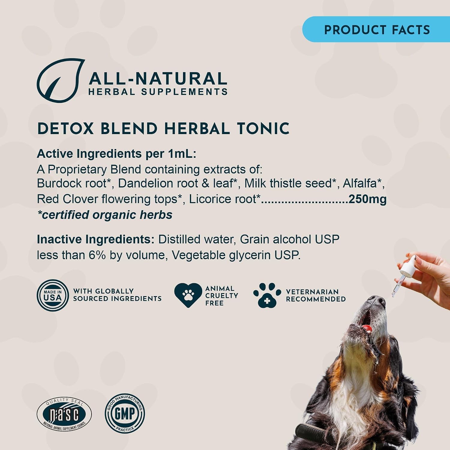 Detox Blend - Suplemento Hepático para Perros y Gatos, Fórmula Herbal Orgánica, Recomendado por Veterinarios, 1 oz