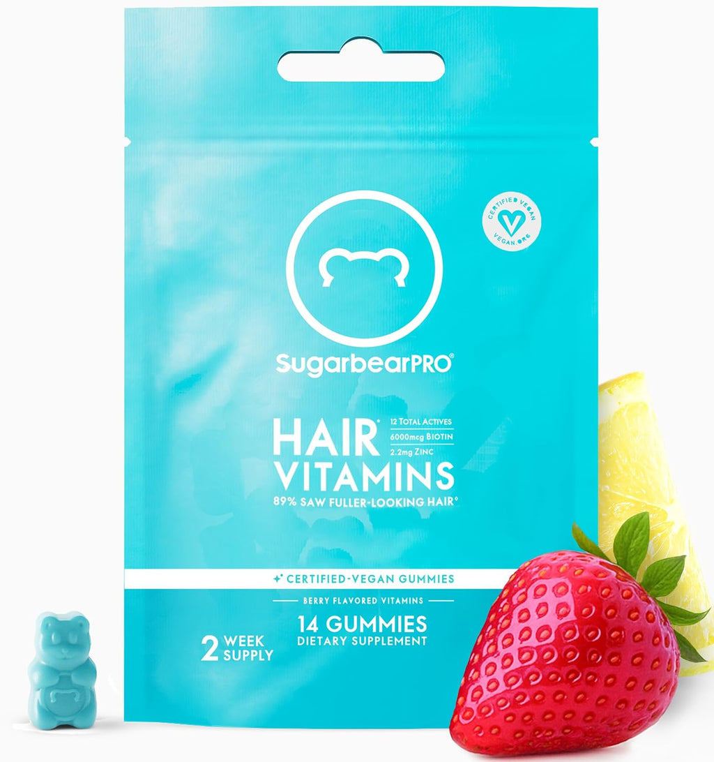 SugarbearPRO Hair Vitamin Gummy - Biotina 6000mcg, Complejo SmartRoot, 14 Días