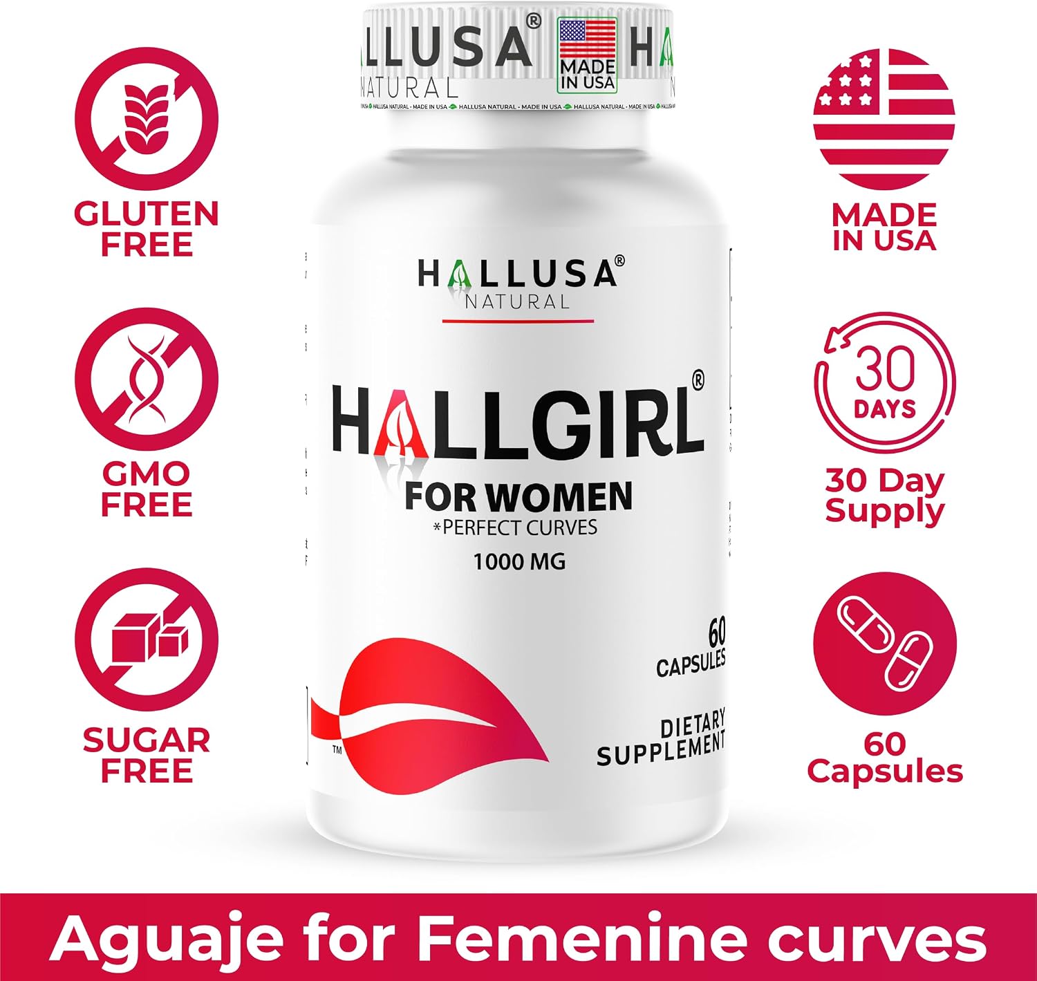 Hallusa Natural Hallgirl Aguaje Curves 1000mg – Cápsulas para el Bienestar Femenino
