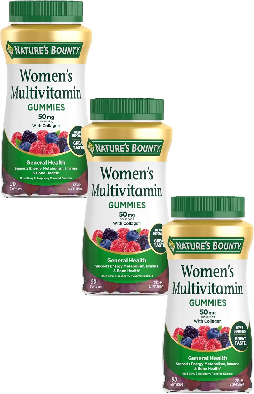 Nature's Bounty Multivitamínico para Mujeres en Gominolas, Sabor Frutos Rojos y Frambuesa, 90 Gominolas