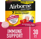 Airborne 1000mg Vitamina C con Vitamina D + Zinc Multivitamínico Sin Azúcar Comprimidos Efervescentes Sabor Very Berry, 30 Comprimidos (2 Pack)
