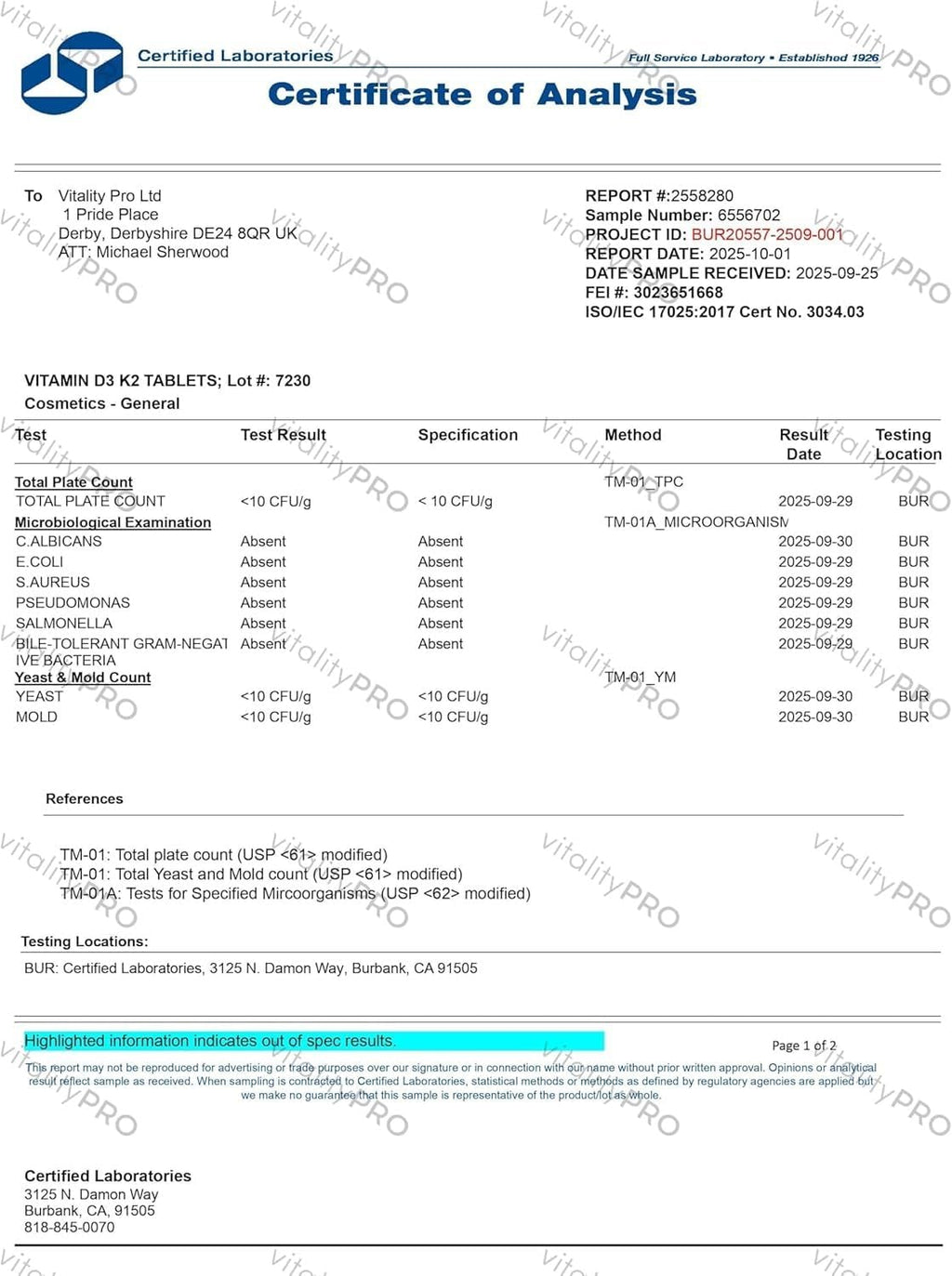 vP Vitality Pro Vitamina D3 4000 UI con Vitamina K2 100 µg, 180 Comprimidos