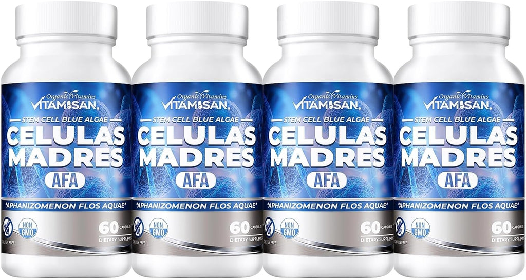 VITAMISAN Células Madres AFA - Alga Aphanizomenon Flos-aquae - 240 Cápsulas (4 Envases)