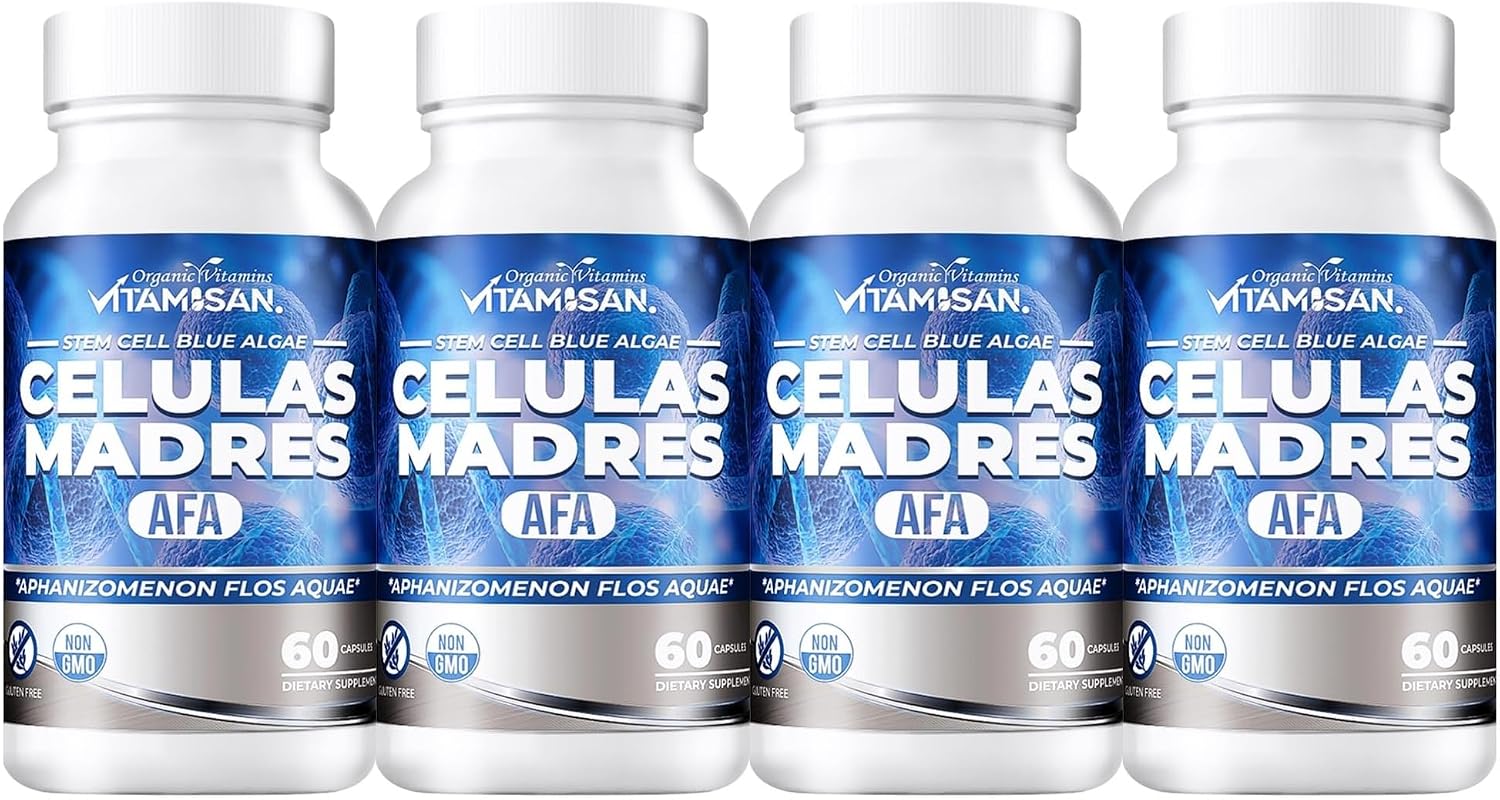 VITAMISAN Células Madres AFA - Alga Aphanizomenon Flos-aquae - 240 Cápsulas (4 Envases)