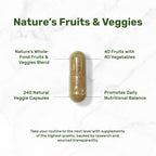 Nature’s Fruits & Veggies Suplemento, 240 Cápsulas Vegetales – 80 Superalimentos Integrales para el Equilibrio Diario