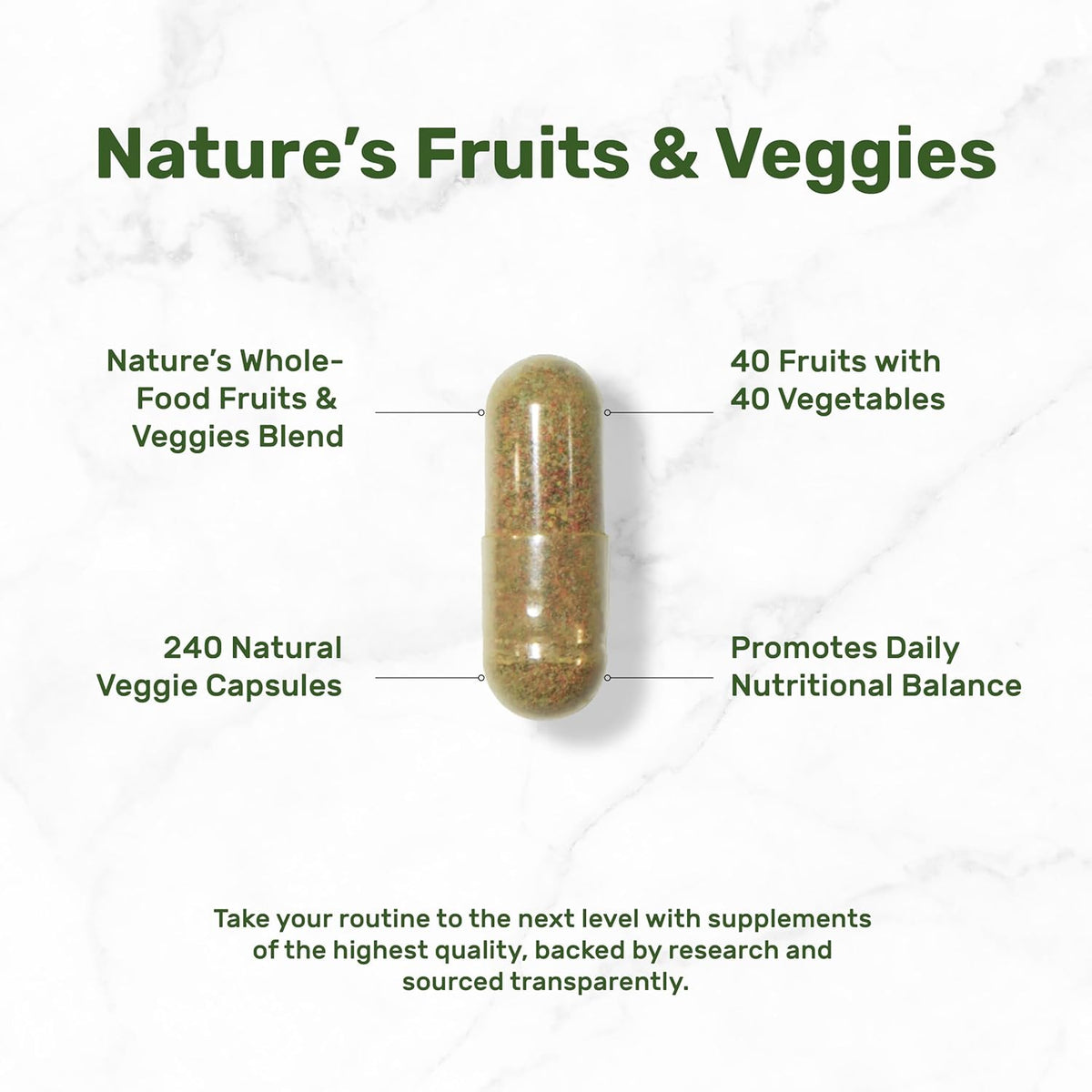 Nature’s Fruits & Veggies Suplemento, 240 Cápsulas Vegetales – 80 Superalimentos Integrales para el Equilibrio Diario – Image 3
