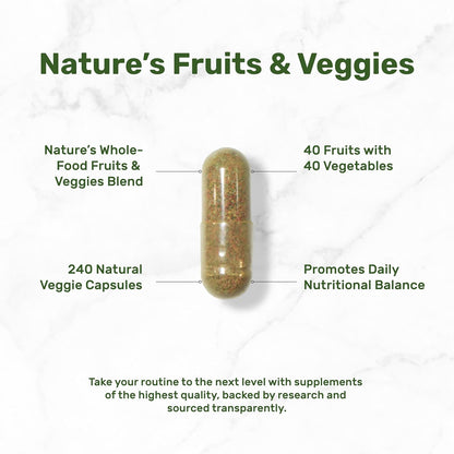 Nature’s Fruits & Veggies Suplemento, 240 Cápsulas Vegetales – 80 Superalimentos Integrales para el Equilibrio Diario – Image 3