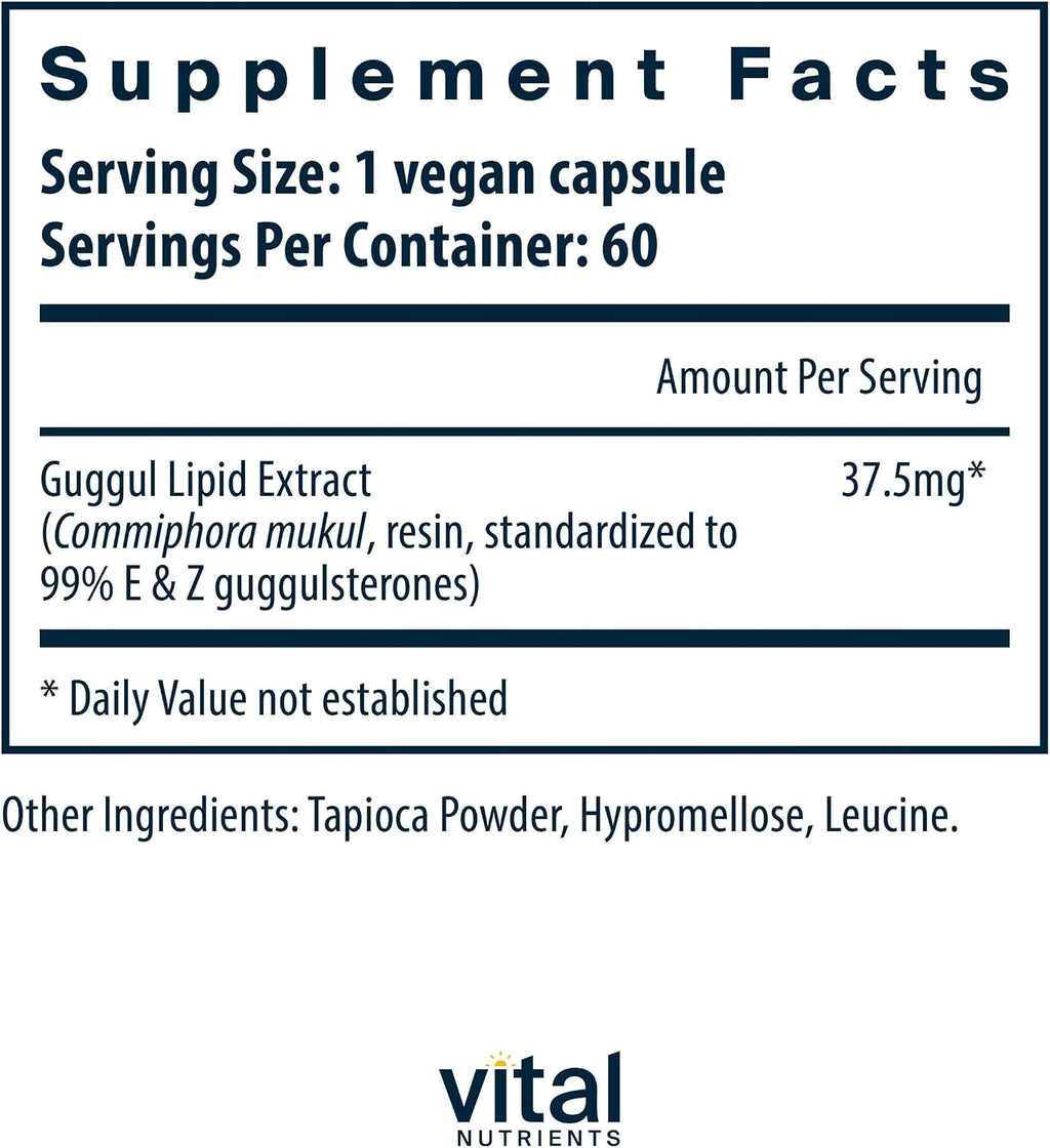 Vital Nutrients Guggul E & Z - Suplemento Vegano de Guggul - 60 Cápsulas