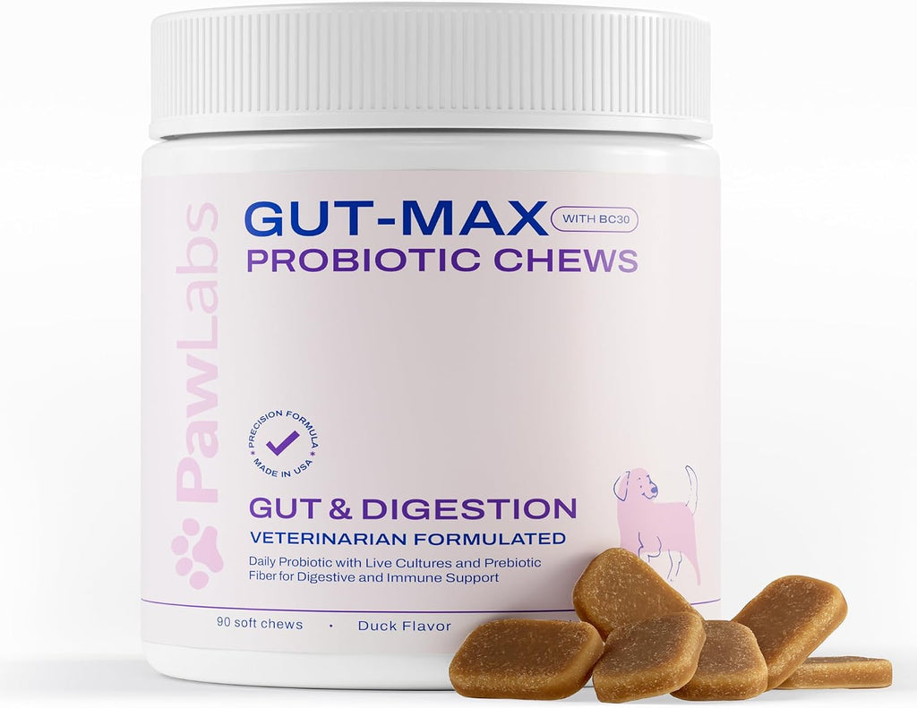 Gut Max Probiotic Chews - Masticables digestivos e inmunitarios para perros con BC30™ - Sabor a pato - 90 unidades