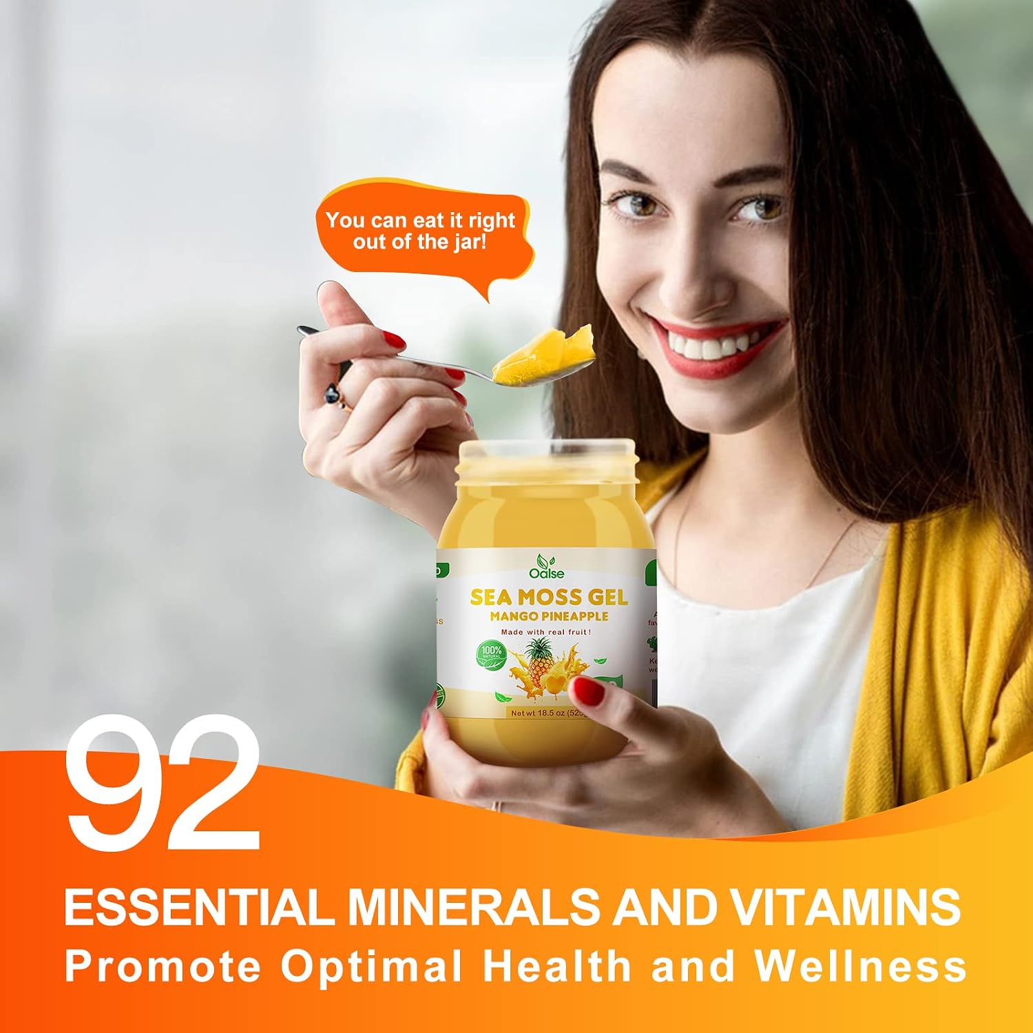 OALSE Gel de Musgo Marino Sabor Mango y Piña - 525 g - Suplemento Natural con 102 Minerales